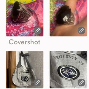 NFL Baltimore Ravens hobo+Sterling Statement ring w facet black stone sz8